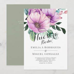 Rustikale Purpurblüte Nuestra Boda Spanische Hochz Einladung