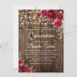 Rustikale Quinceañera 15. Einladung