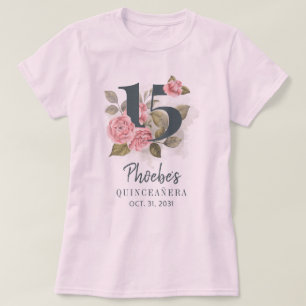 Rustikale Quinceanera-Blumen zum 15. Geburtstag T-Shirt