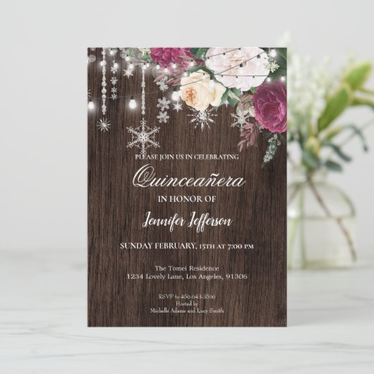 Rustikale Quinceanera Einladung (Stehend Vorderseite)