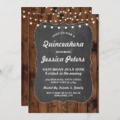 Rustikale Quinceanera Party-Kreide-hölzerne Einladung (Vorne/Hinten)