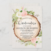 Rustikale Quinceañera, rötlich-rosa Creme Einladung (Vorne/Hinten)