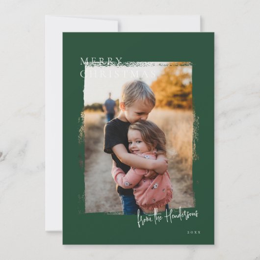 Rustikale Rahmen Moderne Urlaubsfotokarte Feiertagskarte (Vorderseite)