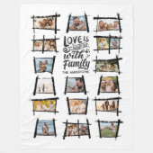Rustikale Rahmen Schwarz/Weiß-Liebe ist Familiennu Fleecedecke (Vorderseite)