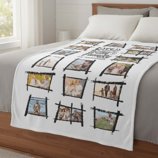 Rustikale Rahmen Schwarz/Weiß-Liebe ist Familiennu Fleecedecke