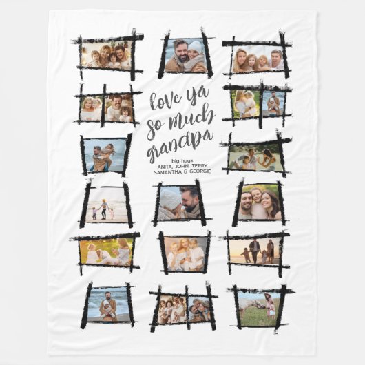 Rustikale Rahmen Schwarz/Weiß Liebe Ya Opa ID1015 Fleecedecke (Vorderseite)