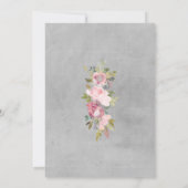 rustikale Rahmen weiche rosa Bordeaux Blütenhochze Einladung (Rückseite)