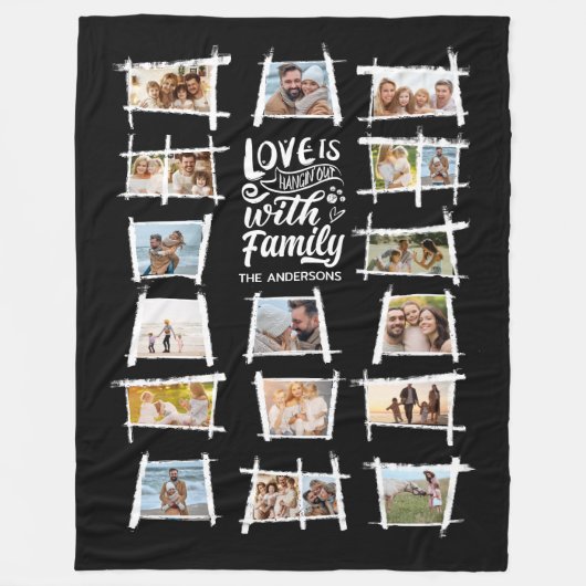 Rustikale Rahmen weiß/schwarz FotoCollage ID1015 Fleecedecke (Vorderseite)