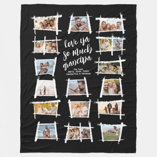 Rustikale Rahmen Weiß/Schwarz Liebe Ya Opa ID1015 Fleecedecke (Vorderseite)