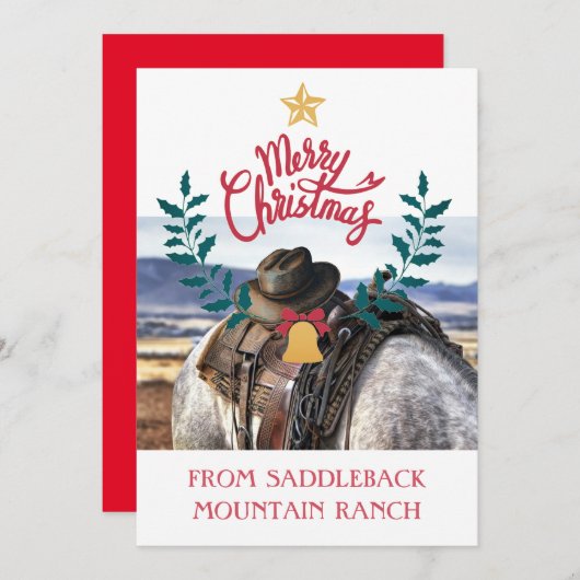 Rustikale Ranch Farm Weihnachtskarte (Vorne/Hinten)