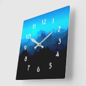 Rustikale, raue, blaue Jagdgebirge Landschaft Quadratische Wanduhr (Winkel)