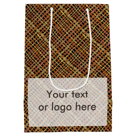 Rustikale raue grafische natürliche Farbleinwand Mittlere Geschenktüte (Rückseite)