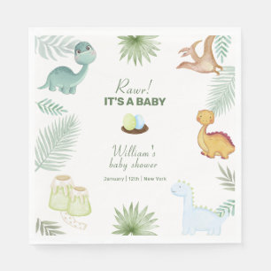 Rustikale Rawr-Vulkan-Tropen-Dinosaurier-Baby-Part Serviette