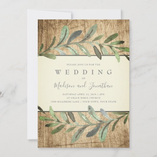 Rustikale Rebe-botanisches Holz, das Einladung (Vorderseite)