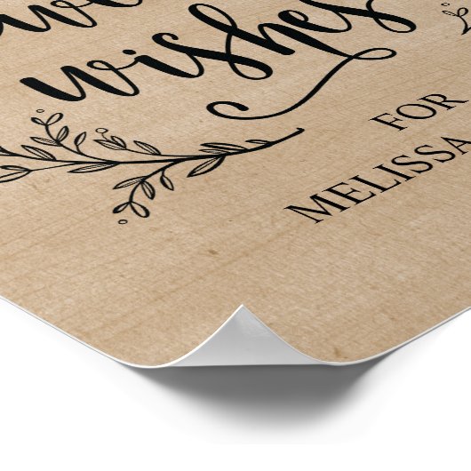 Rustikale Reben Hochzeitsbrunnen Wünsche Plakat (Ecke)