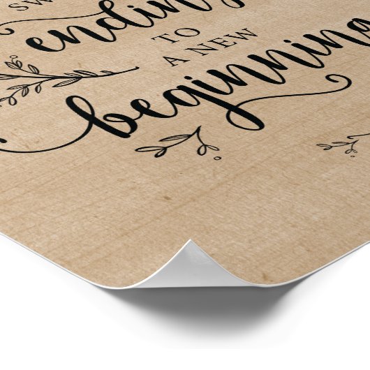 Rustikale Reben Hochzeitspopcorn-Bar-Plakat Poster (Ecke)