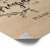 Rustikale Reben Hochzeitsprogramm-Tafel Poster (Ecke)
