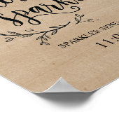 Rustikale Reben Hochzeitssparkler senden Schildpla Poster (Ecke)