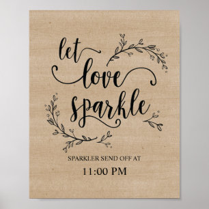 Rustikale Reben Hochzeitssparkler senden Schildpla Poster