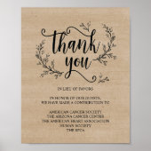 Rustikale Reben: Hochzeitsspende oder Beitragszeic Poster (Vorne)