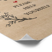 Rustikale Reben Hochzeitszeichen für Snacks Poster (Ecke)