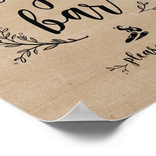 Rustikale Reben Hochzeitszigar-Bar Poster (Ecke)