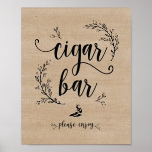 Rustikale Reben Hochzeitszigar-Bar Poster