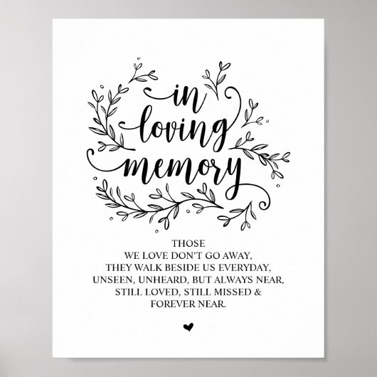 Rustikale Reben In Loving Memory Poster (Vorne)