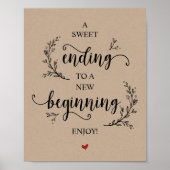 Rustikale Reben Kraft. Black, Wedding Party Desser Poster (Vorne)