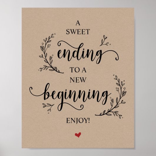 Rustikale Reben Kraft. Black, Wedding Party Desser Poster (Vorne)