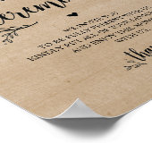 Rustikale Reben mit UNPLUGED CEREMONONY-Zeichen Poster (Ecke)