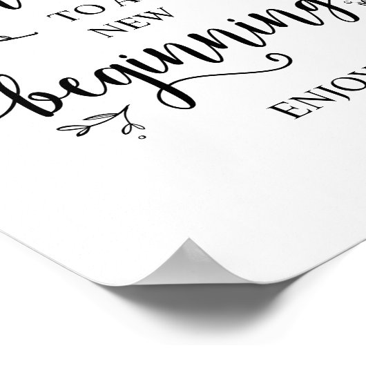 Rustikale Reben. Schwarzer Schriftart, Hochzeitsde Poster (Ecke)