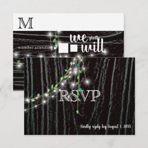 Rustikale Reben- und Lichter-RSVP-Karte Einladung