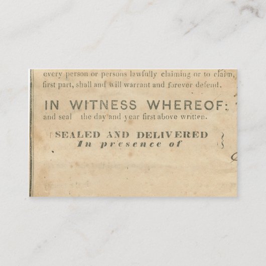 Rustikale Rechtsanwaltskarte 1860er Jahre Rechtspa Visitenkarte (Rückseite)