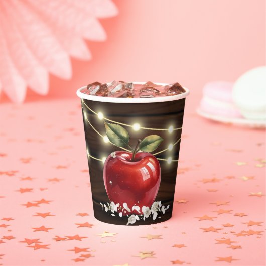 Rustikale Red Apple Floral Baby Dusche Pappbecher (Insitu)