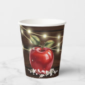 Rustikale Red Apple Floral Baby Dusche Pappbecher (Vorderseite)