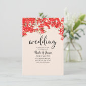 Rustikale Red Berries Berry Tree Branches Wedding Einladung (Stehend Vorderseite)