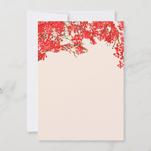 Rustikale Red Berries Berry Tree Branches Wedding Einladung (Rückseite)