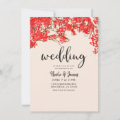 Rustikale Red Berries Berry Tree Branches Wedding Einladung (Vorderseite)