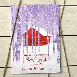 Rustikale Red Blue Logo Company Holiday Card Karte