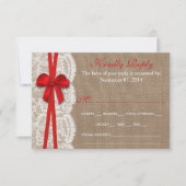 Rustikale Red Bow Wedding Collection RSVP Cards Karte (Vorderseite)