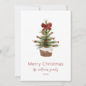 Rustikale Red Bow Weihnachtsbaum Familienurlaubska Einladung (Vorderseite)