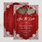 Rustikale Red Burlap Lace Wedding rettet die Date Save The Date (Vorne/Hinten)