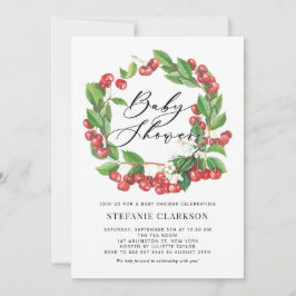 Rustikale Red Cherries Wreath Baby Dusche Einladung