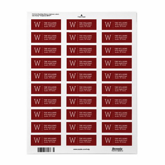 Rustikale Red Custom Monogram Rücksendeadresse (Vorne)
