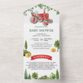 Rustikale Red Farm Traktor Babydusche All In One Einladung (Innen Boden)