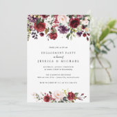 Rustikale Red Floral Engagement Party Einladung (Stehend Vorderseite)