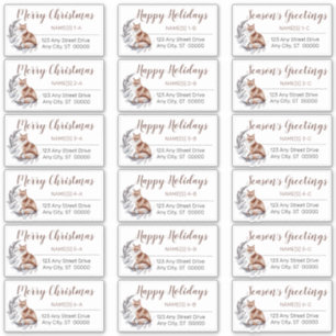 Rustikale Red Fox Weihnachtsadressen Labels