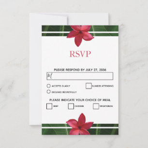 Rustikale Red Frangipani Plumeria RSVP Cards Karte