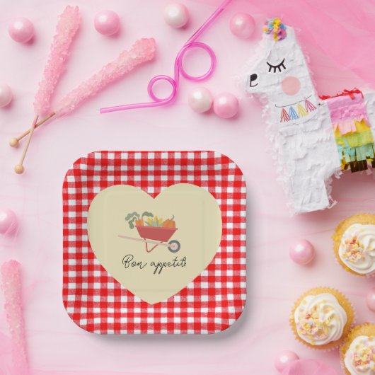 Rustikale Red Gingham Country Baby Dusche Pappteller (Party)